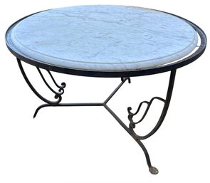 Wrought Iron Marble Top Outdoor Table (YR)