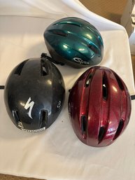 (3) Bike Helmets 2 Are Small And 1 Is Not Sized (B)