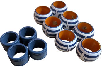 Blue And White Wooden Napkin Rings (LR)