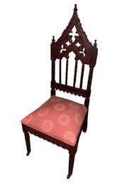 1800s Gothic Revival Cathedral Throne Side Chair On Casters (S)