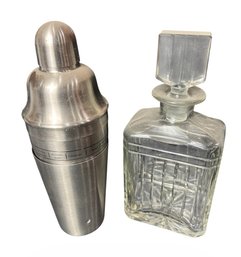Glass Decanter & Cocktail Shaker (K)