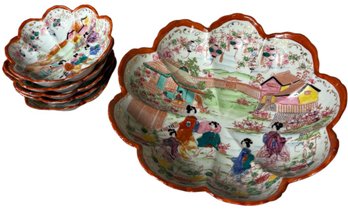 Japanese Scalloped Lotus Bowls 6 Pc (LR)