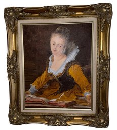 L'Etude Original Painting In Ornate Gold Frame By Shirley Warwick After Jean Honore Fragonard (BR1)