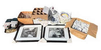 Black And White Photography Framed Prints, Pyrex Glass Tupperware, And Assorted Glass And Porcelain (SR)