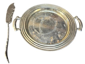 Silver Plated Mini Silver Plate With Rogers & Bro Knife