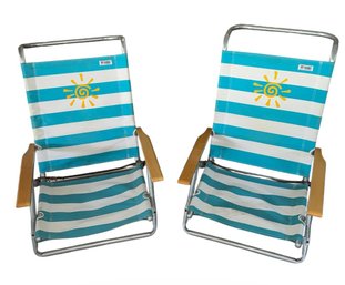 Debro Lightweight Folding Beach Chair Pair (G)