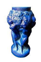 Desna Bohemian Blue Nude Woman Art Glass Vase