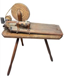 Old Solid Wooden Spinning Wheel (LR)