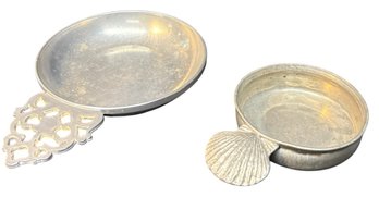 Stede Silver Plated Porringer With Pewter Crafters Of Cape Cod Shell Design Mini Serving Dish