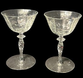 Swirled Stem Floral Sorbet Glass Pair