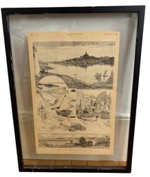 1887 Views In And About Marblehead Antique Harpers Weekly Paper Page (LR)