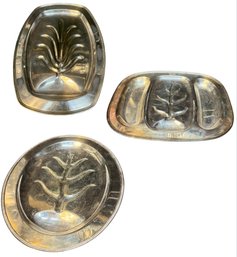 Crescent Silver Plated Tray And Other Assorted Silver Plated Trays 3pc
