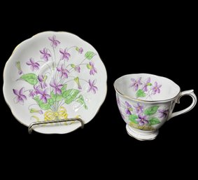 Royal Albert English Bone China Violet Floral Teacup & Saucer