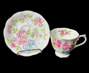 Royal Albert English Bone China Rose Floral Teacup & Saucer