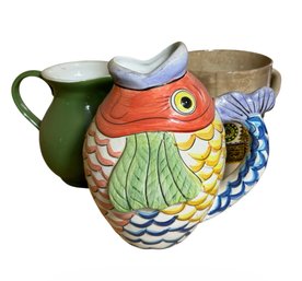 Pescada Fish & Other Decorative Jugs 3pc (K)