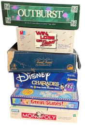 Disney Charades Board Game, Monopoly, And Other Assorted Board Games 6pc (B)