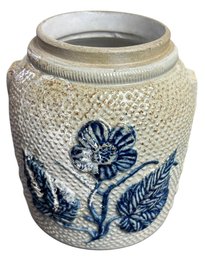 Old White & Blue Utica NY Textured Stoneware Jug (LR)