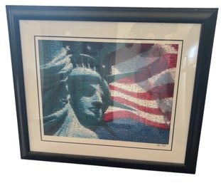 Neil J Farkas(1952-) Statue And Flag Framed Seriolithograph (BR1)