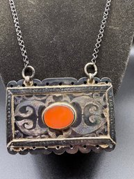 Moroccan Or Berber Silver Kitab Pendant, Possibly A Koran Holder.