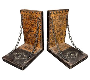 Nautical World Map & Chain Bookend Pair (BO)