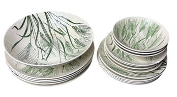 Homer Laughlin Wheat Americana Bowls, Plates, Saucers 18pc (LR)