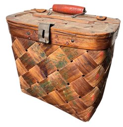 Hand Painted Woven Wooden Handled Basket (LR)