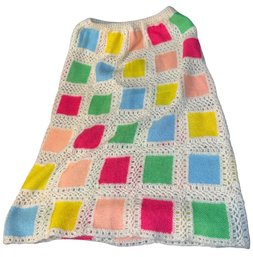 Very Large Hand Knitted Muti Colored Square Pattern Skirt