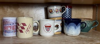 Shelf Full Of Assorted Coffee Mugs (K)