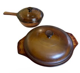 Amber Glass Skillet & Casserole Dish (K)