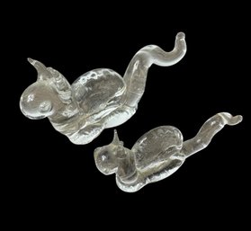 Whimsical Snails Art Glass Figurine Pair (a)