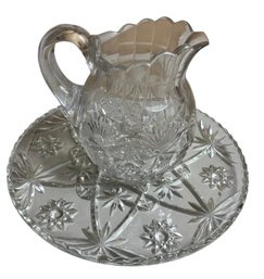 Anchor Hocking Star Of David Serving Plate & Decorative Pitcher