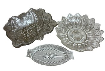Decorative Glass Serving Bowls & Candy Dish 3pc (DR)
