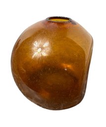 Hand Blown Amber Art Glass Bud Vase (a)