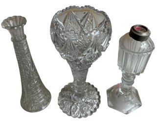 Decorative Glass Compote, Bud Vase, Candle Stick Holder (DR)