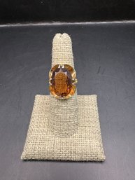 18K H G E. Cocktail RING Citrine Or Smokey Topaz/Quartz (?)
