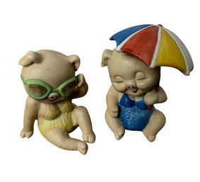 Sun Bathing Pig Figurines (a)