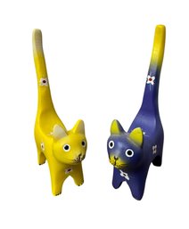Yellow & Purple Floral Cat Ring Holders (a)