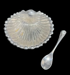 Mexican Pewter Shell Bowl With Spoon