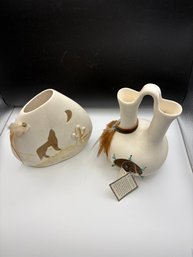 Native American Dream Catcher And Vase Like.   (Dr)