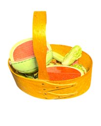 Basket Of Wooden & Clay Fruits & Vegetables