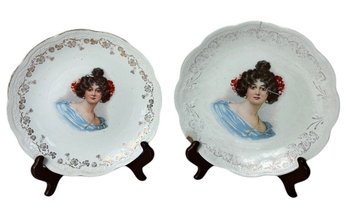 The Colonial Young Victorian Lady Decorative Ceramic Plate 2pc (DR)
