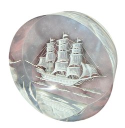 Sailing Clipper Ship Lucite Sculpture (BO)