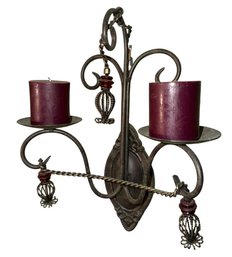 Ornate Iron Double Arm Wall Candle Sconce (BR2)