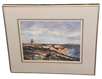 Gay Head Lighthouse Cape Cod Massachusetts Original Signed Watercolor Painting (BR2)