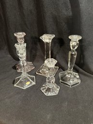 5 Unique Glass Candle Sticks Assortment
