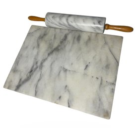 White Marble Pastry Board & Rolling Pin (K)