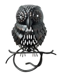Steampunk Owl Metal Candle Holder (b)
