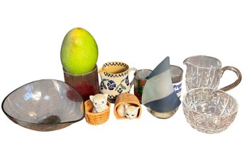 Sailing Ship Glass Votive Holder, Cat Figurines & Assorted Decor (K)