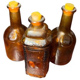 Miniature Amber Glass Bottles 3pc (BO)