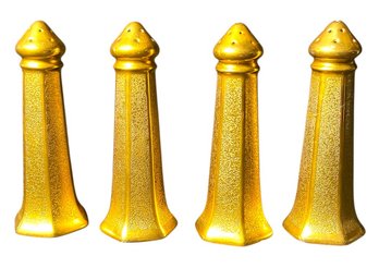 Gold Tone Salt & Pepper Shakers 4pc